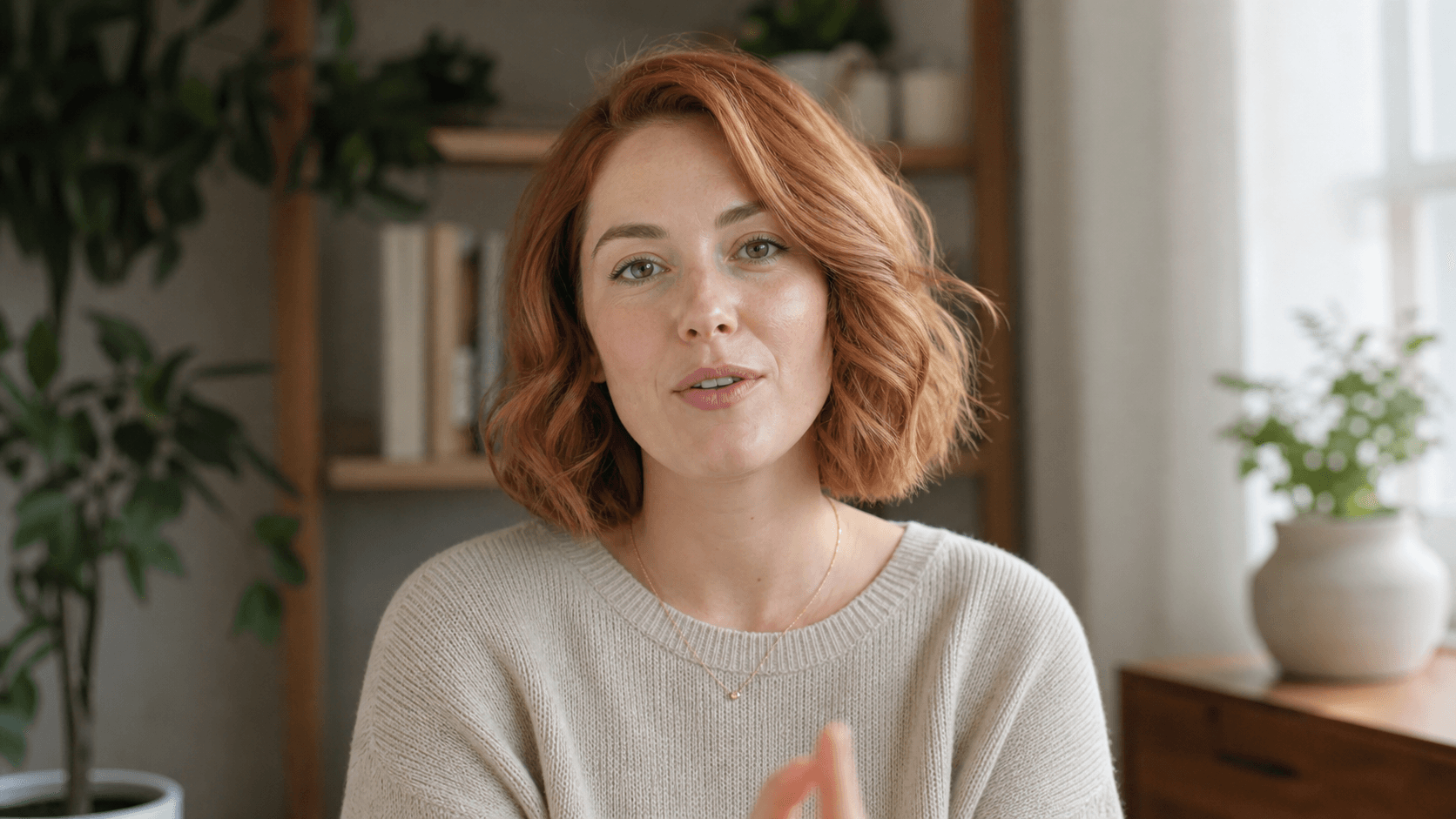 Превью правки OneThing Video: до — Прямые волосы, после — Мягкие волны.